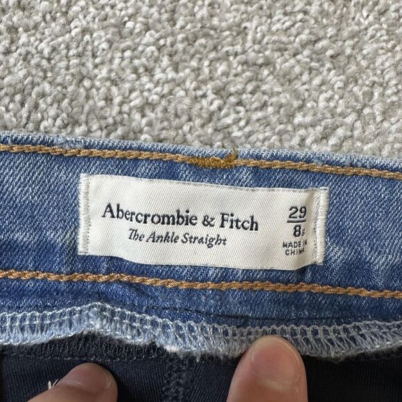 Abercrombie & Fitch Maternity Jeans Womens 29 Blue The Ankle Straight Distressed - Picture 5 of 12
